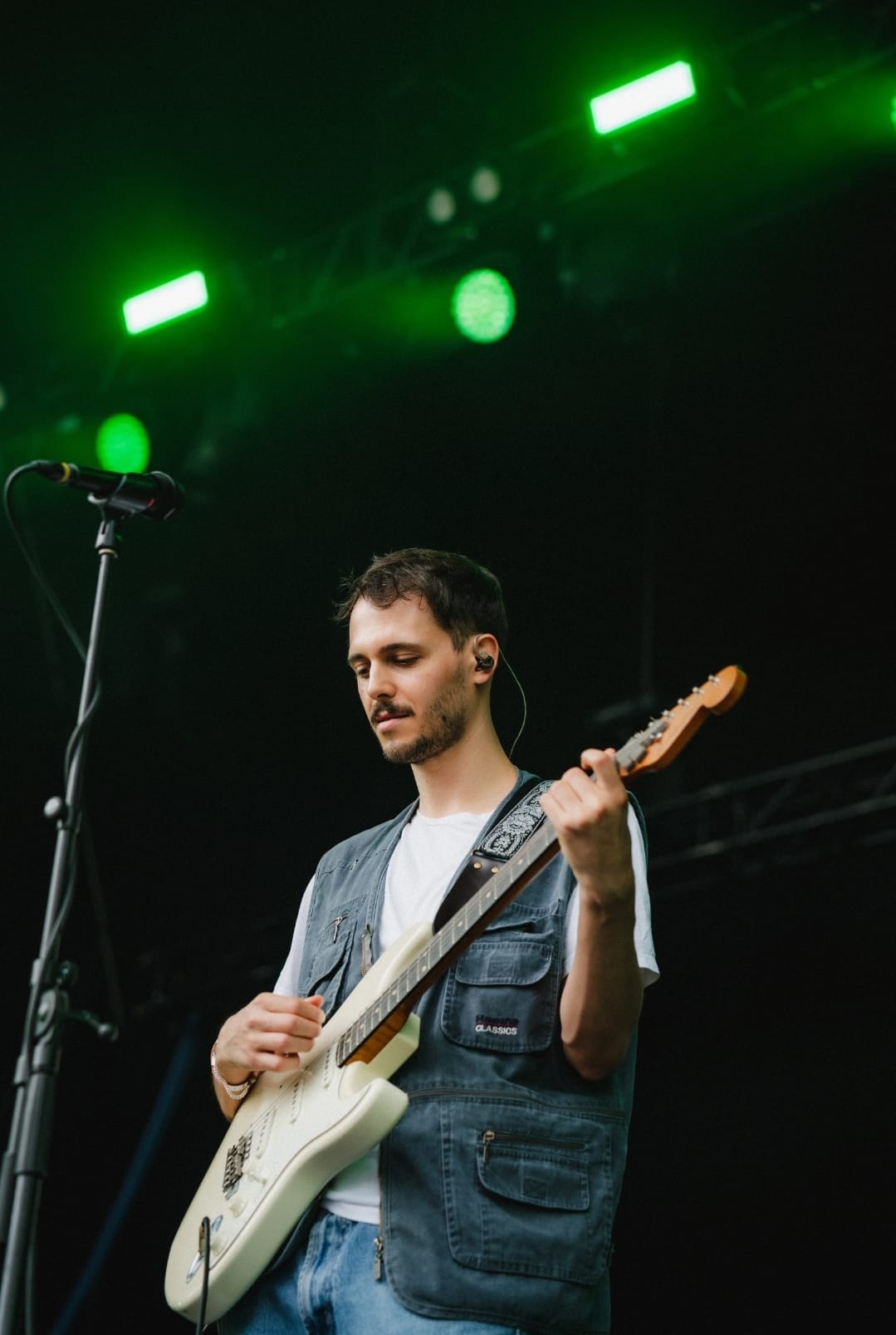 David Clermont playing drums in the studio